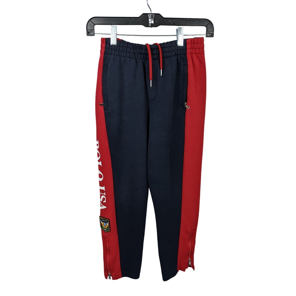 Polo Ralph Lauren Kids Navy Red USA Graphic Jogger‎ Sweatpants Size M 10-12